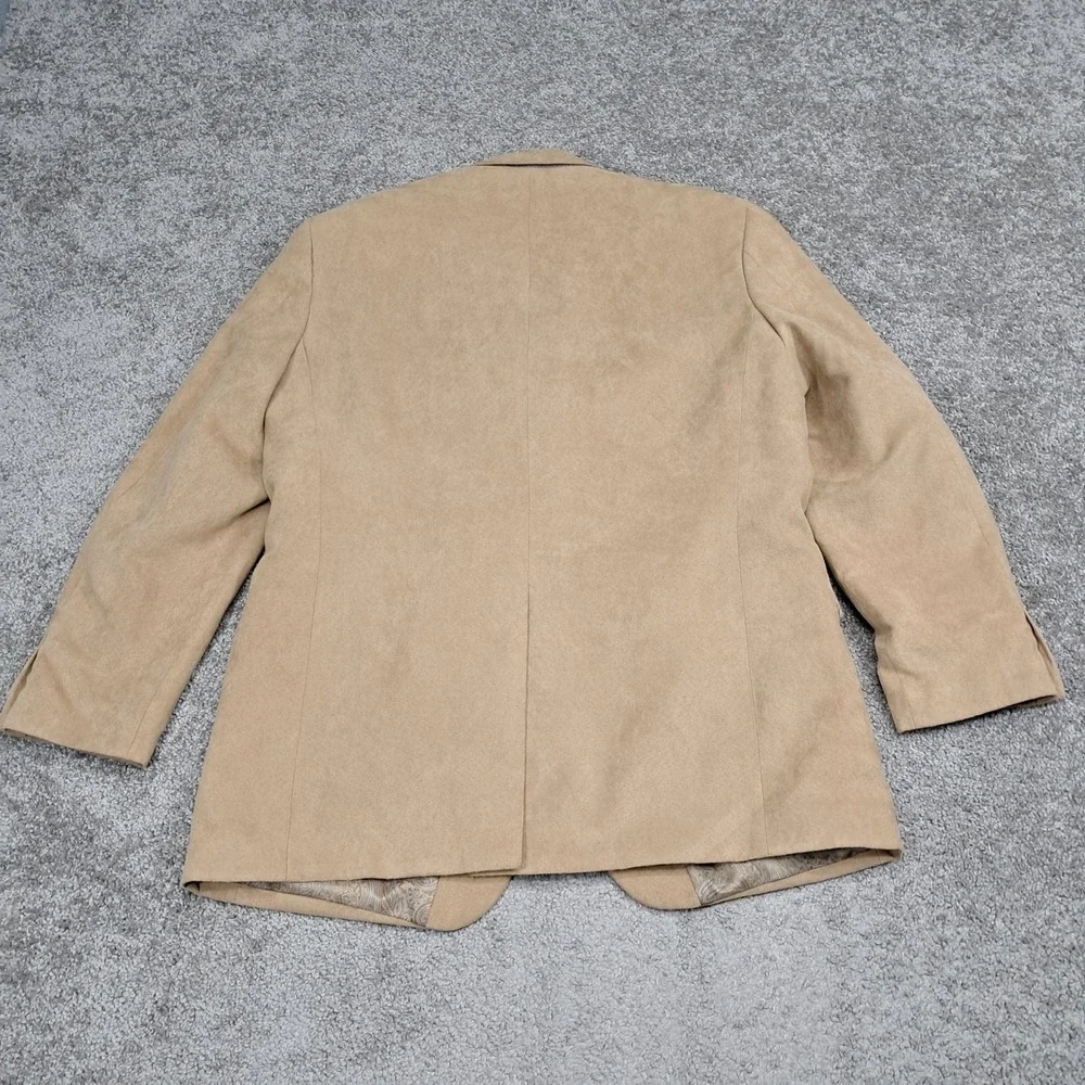 Chaps Mens 42L‎ Tan Faux Suede Two Button Blazer Sport Coat Paisley Lining 6601